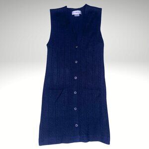 Outlander Navy Cable Knit Sweater Vest Dress – Button Front, SZ - Petite